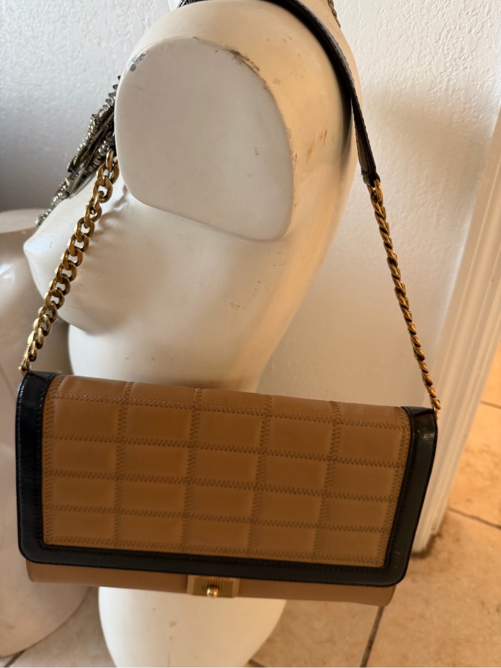 Jimmy Choo Two-Toned Shoulder Bag. Flannel bag & Authenticity Card included.